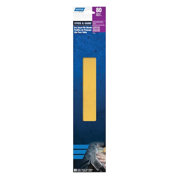 Norton Abrasives Stick & Sand Paper PSA File Strip H290 Aluminum Oxide P40 Grit, 3PK 7660700323 - main